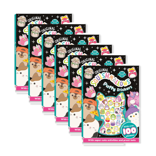 6PK Bookoli Squishmallows Kids Interactive Play Puffy Sticker 4y+