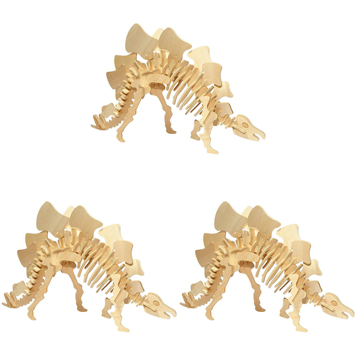 3PK Heebie Jeebies 30cm Wood Stegosaurus Toy Kit Dinosaur Small 6y+