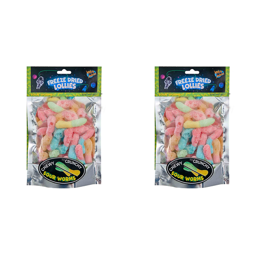 2PK Heebie Jeebies 40g Freeze Dried Lollies Sour Worms Pack