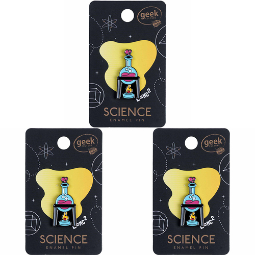 3PK Geek Culture Science Enamel Pin Badge/Brooch - Bunsen Burner