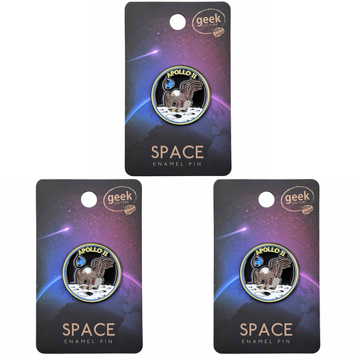 3PK Geek Culture Geek Culture Space Enamel Pin Badge Round - Apollo 11