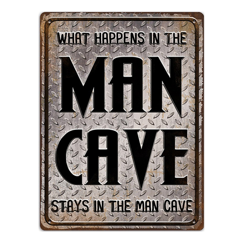 What Happens in the Man Cave Flat Iron Sign Rectangle