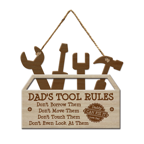 Dad's Tool Rules Hanging Iron Sign 30x35cm Rectangle