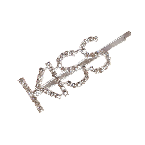 Culturesse Kiss Rhinestone 6.3cm Hair Clip - Silver