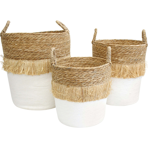 3pc LVD Abud Storage Basket XL Home Decor - White/Natural