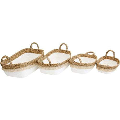 4pc LVD Hamper Abud Storage Basket Set Home Decor - White/Natural