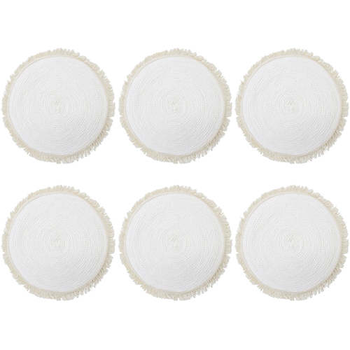 6PK LVD Paper Rope Placemat Abud Table Protector Round 38cm - White