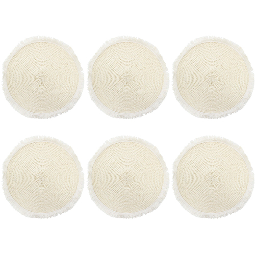 6PK LVD Paper Rope Placemat Abud Table Protector Round 38cm - Natural