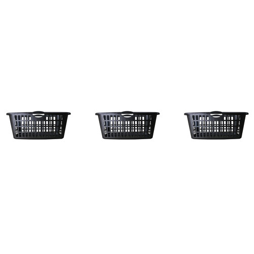 3PK Homeleisure 67L Rect Laundry Basket Char Kitchen Cooking 