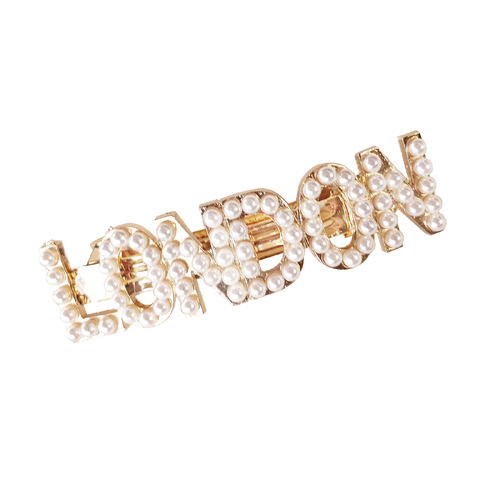 Culturesse London 7cm Pearly Statement Barrette - White/Gold