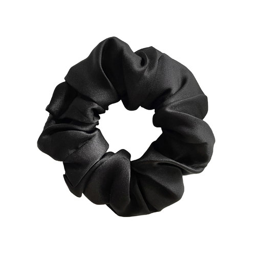 Culturesse Laurie 10cm Mulberry Silk Scrunchie - Black