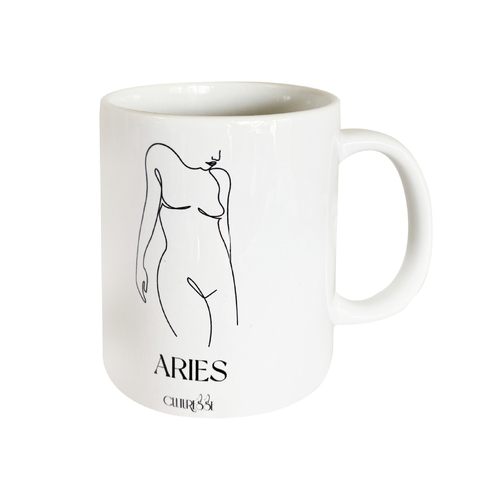 Culturesse She Is Aries Zodiac Ceramic Muse Mug - White/Black