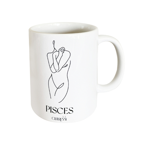 Culturesse She Is Pisces Zodiac Ceramic Muse Mug - White/Black