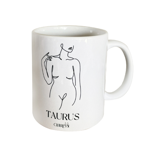 Culturesse She Is Taurus Zodiac Ceramic Muse Mug - White/Black