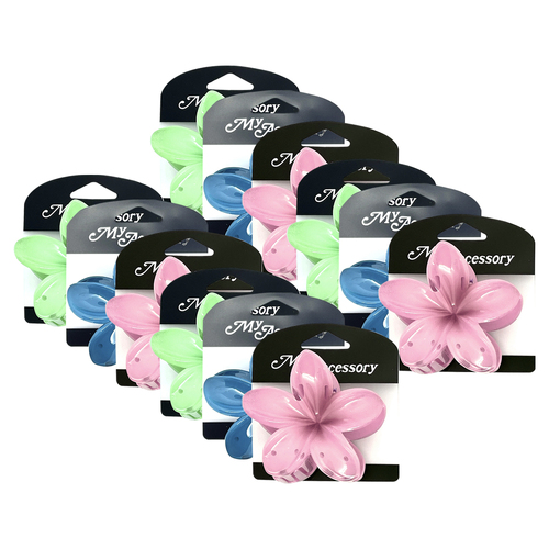 12PK My Accessory 7.5cm Melrose Hair Clip Franjipani Assorted