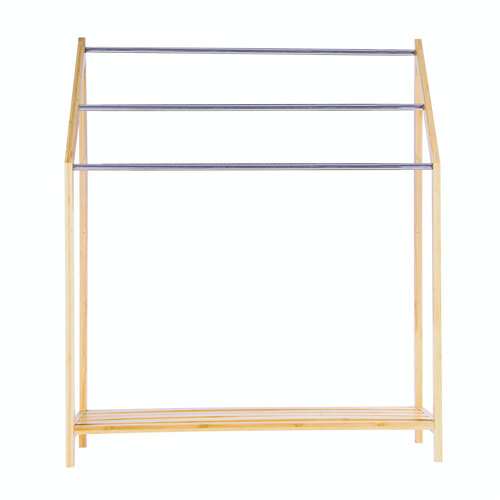 Clevinger Home Bamboo Towel Holder w/ 3 Rails & Shelf 85cm