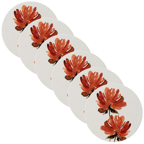 6PK Splosh Home Sweet Home Rust Floral Ceramic Coaster 11cm