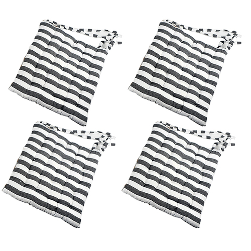 4PK Unigift Chair Cushion With Ties - Striped Assorted