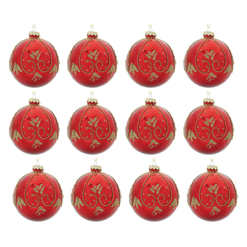 12PK LVD Glass Bauble Symphony Seasonal Christmas Decoration