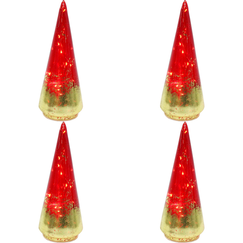 4PK LVD 8x22cm LED Glass Tree Ruby Small Home Decor - Red/Gold