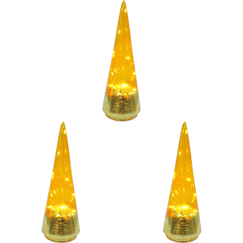 3PK LVD 9x28cm LED Glass Tree Citrine Large Home Decor - Yellow