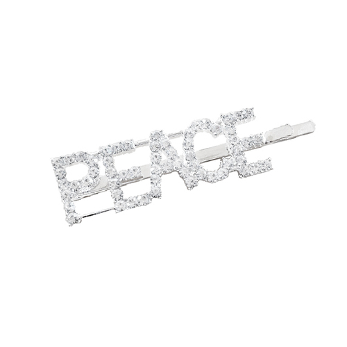 Culturesse Peace Rhinestone 6.4cm Hair Clip - Silver