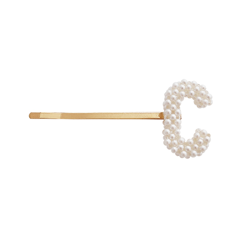 Culturesse The Pearly Alloy 6.5cm Letter C Hair Clip - Pearl