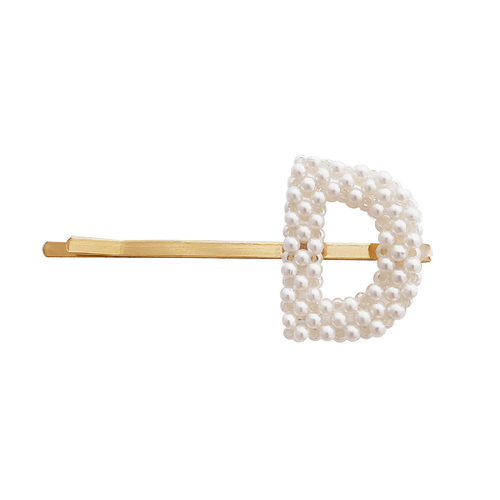 Culturesse The Pearly Alloy 6.5cm Letter D Hair Clip - Pearl