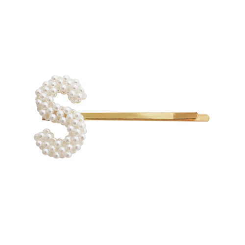 Culturesse The Pearly Alloy 6.5cm Letter S Hair Clip - Pearl