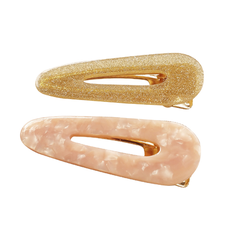 Culturesse Stella Shimmering 6.5cm Barrette Clip Set - Gold & Peach