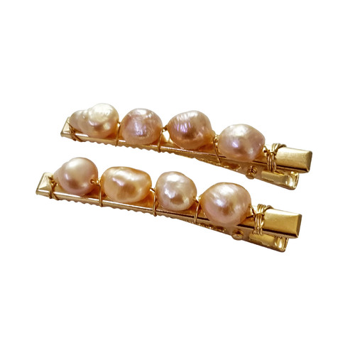 Culturesse Livia Freshwater Pearl 6.5cm Hair Clip Set - Blushy Pink