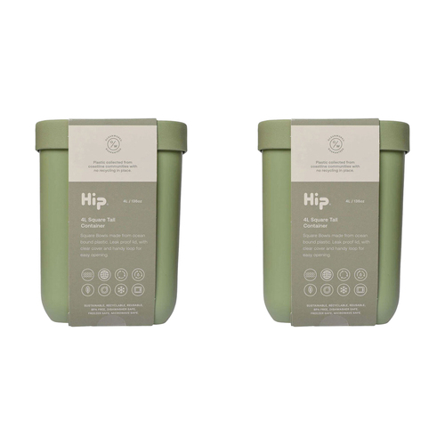 2PK HIP 4L BPA Free Square Tall Airtight Stackable Container Asstd