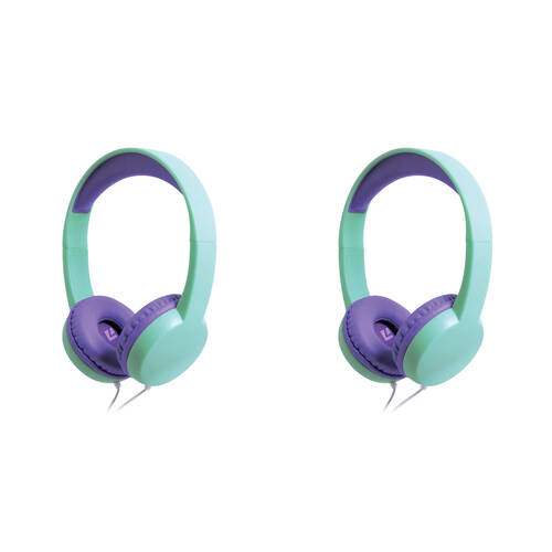 2PK Liquid Ears Kidz 3.5mm Wired On-Ear Headphones Mint Lavender