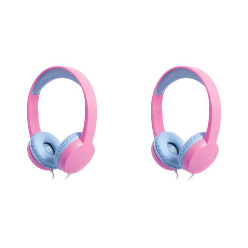 2PK Liquid Ears Kidz 3.5mm Wired On-Ear Headphones Soft Pink Sky Blue