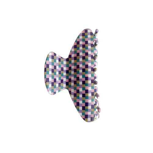 Culturesse Emery Retro 8.5cm Checkered Hair Claw - Crescent