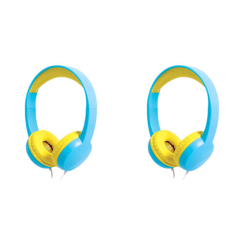 2PK Liquid Ears Kidz 3.5mm Wired On-Ear Headphones Sky Blue Yellow