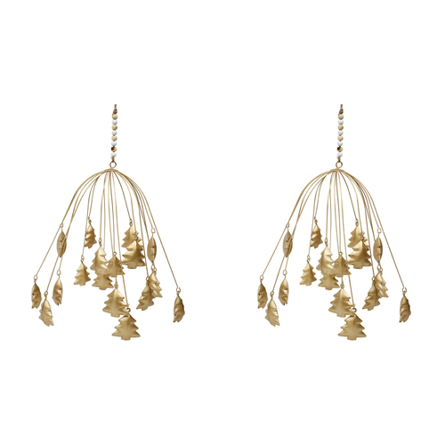 2PK LVD Hanging Tree Cluster Metal Hanging Ornament 25x18cm - Gold