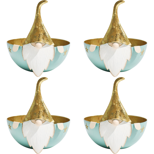 4PK LVD 16x15cm Metal Santa Bowl Large Home Xmas Decor - Aqua