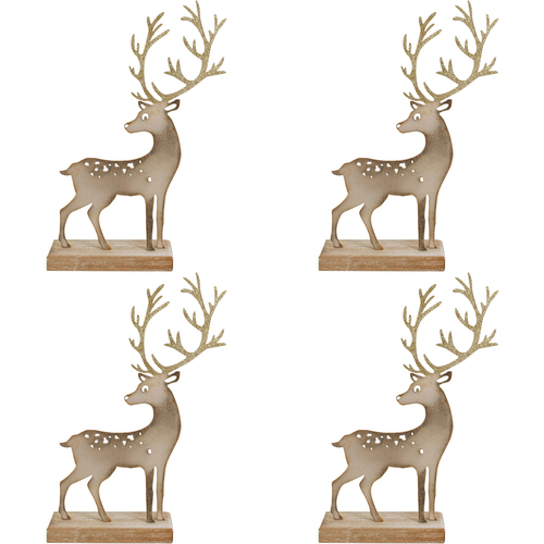 4PK LVD 17x27cm MDF Xmas Reindeer Small Home Xmas Decor