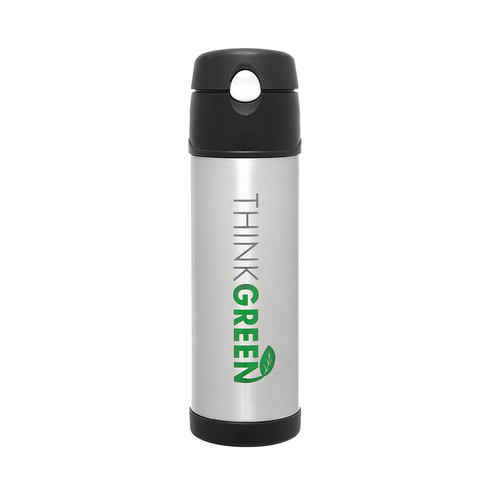 Thermos Vacuum Insulated Hydration Bottle with Straw Think Green 530ml