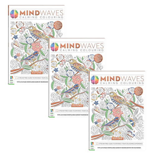 3PK Art Maker Mindwaves Calming Adult Colouring Book Nature