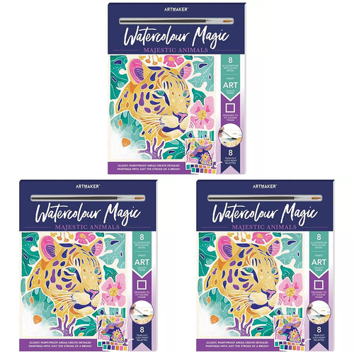 3PK Art Maker Watercolour Magic Majestic Animals Painting Set