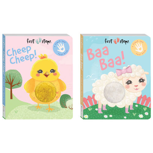 2pc Building Blocks First Steps Baa Baa! and Cheep Cheep! Touch & Feel Books