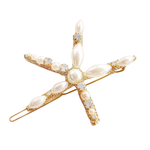 Culturesse Valentina 7.5cm Vintage Star Barrette - White/Gold