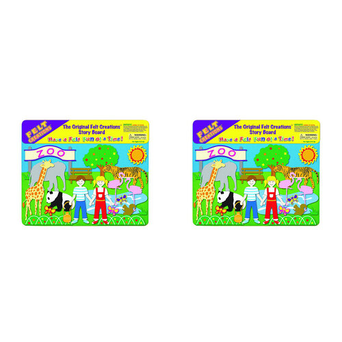 2x Felt Creations Zoo Theme Kids/Children Fabric Art Kit 3y+