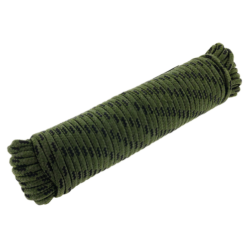 Hulk 4x4 Durable 30m Diamond Braid Poly Rope - Black/Olive