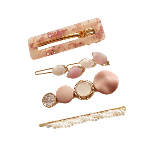 4pc Culturesse Perri Mixed Barrette Clip Set - Blush