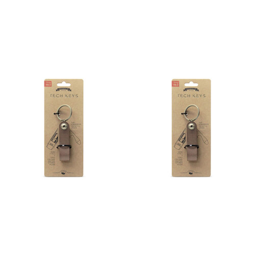 2PK HardwareLab Leather Tagged Tech Keys w/ USB-C Adapter - Brown