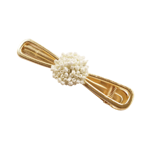 Culturesse June 8.5cm Vintage Pearly Bouquet Barrette - White/Gold