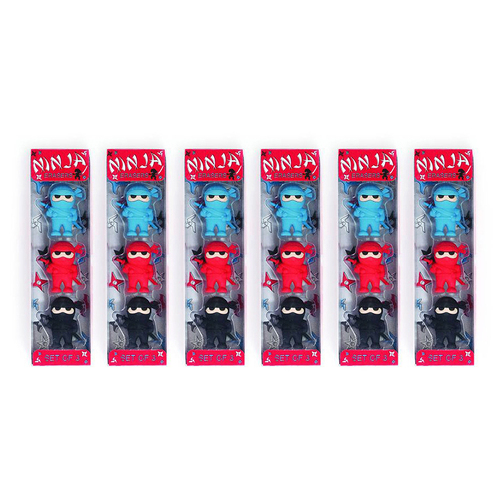 6x 3pc Ooly Ninja Pencil Eraser Stationery Set Kids 3y+